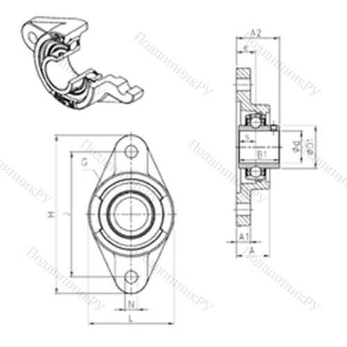 Подшипниковый узел шариковый радиальный UCFL 218 от производителя  SNR