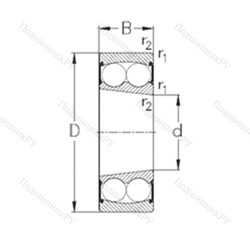 Подшипник шариковый радиальный самоцентрирующийся 2207-K-2RS