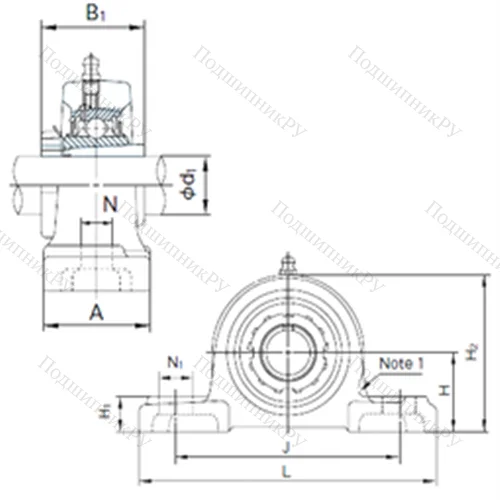 Подшипниковый узел шариковый радиальный UKP 326+H 2326 от производителя  NACHI Подшипниковый узел шариковый радиальный UKP 326+H 2326 от производителя  NACHI