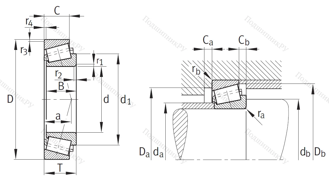 Конический роликовый подшипник 33215