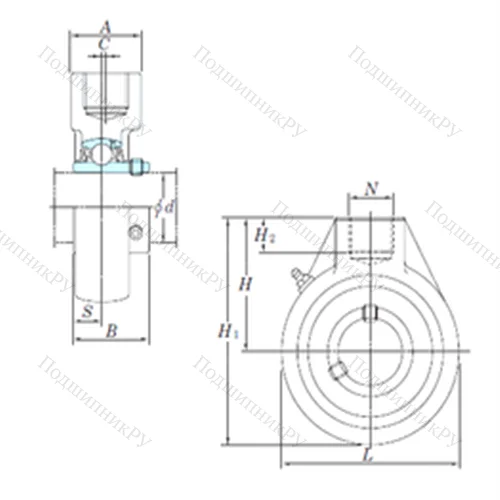 Подшипниковый узел шариковый радиальный UCHA 208-25