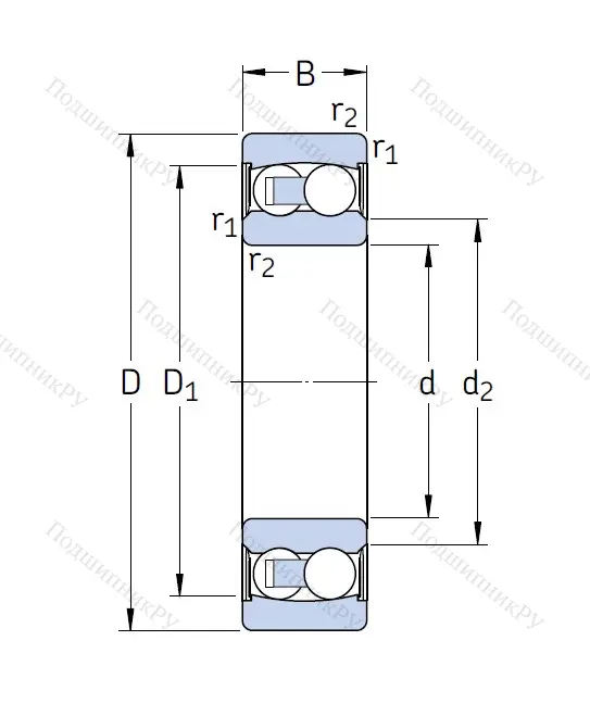Двухрядный шариковый подшипник 2303 E-2RS 1TN 9