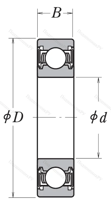 Однорядный шариковый подшипник 6819 VV
