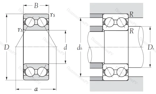 Двухрядный шариковый подшипник 5206 S от производителя  KSM