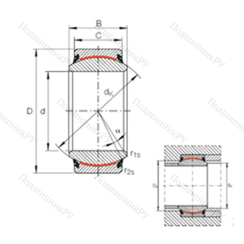 Подшипник скольжения сферический GE 40 UK-2RS