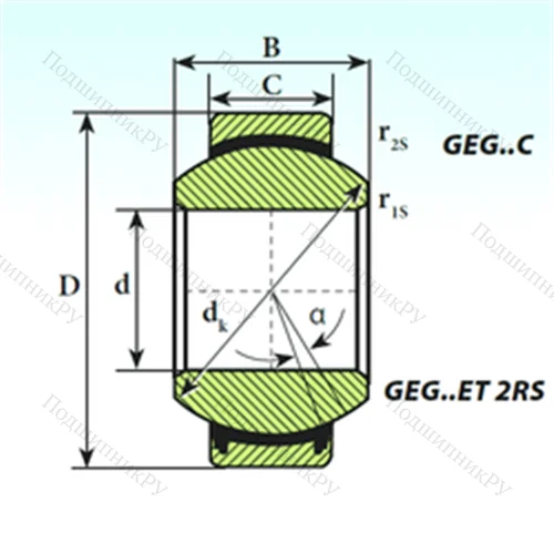 Подшипник скольжения сферический GEG 6 C