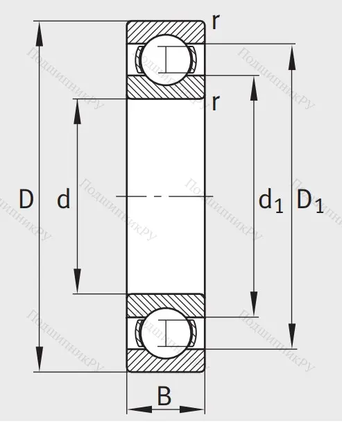 Однорядный шариковый подшипник 6222