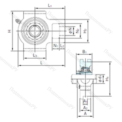 Подшипниковый узел шариковый радиальный UKT 320+H 2320