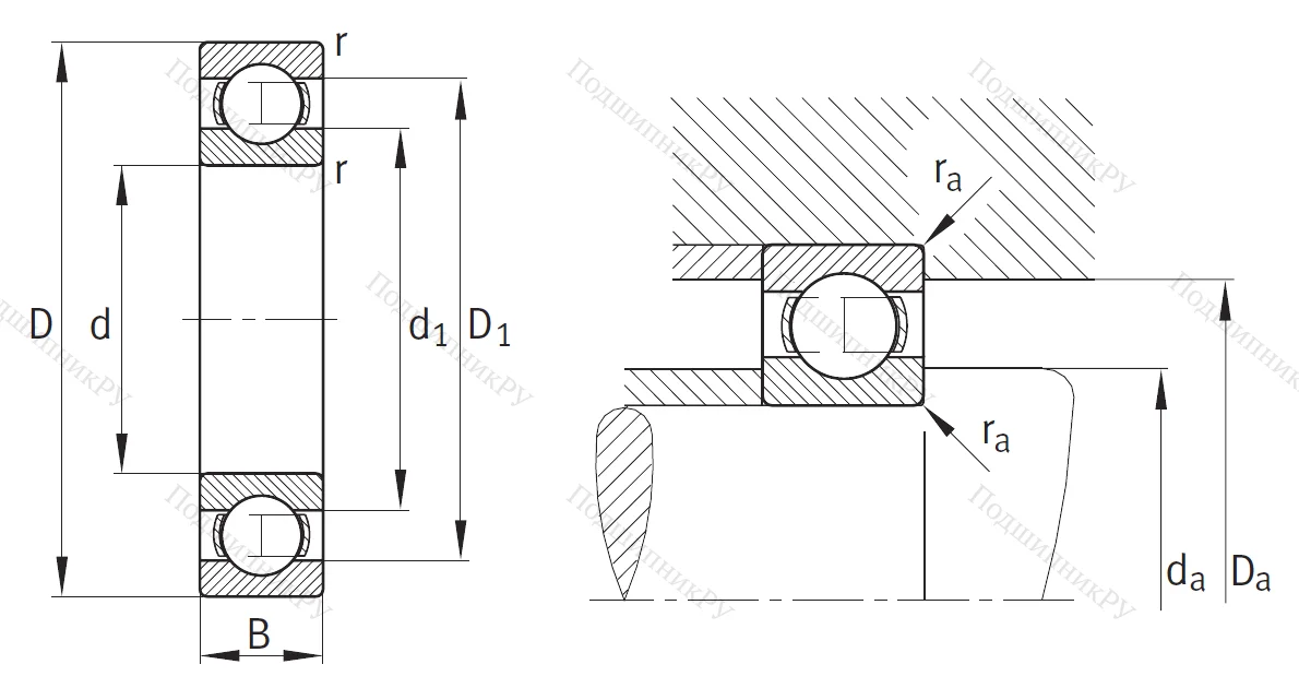 Однорядный шариковый подшипник 6324 C 3