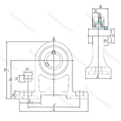 Подшипниковый узел шариковый радиальный UCPH 206-18
