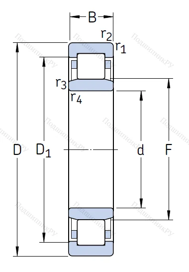Роликовый цилиндрический подшипник NU 2310 ECP