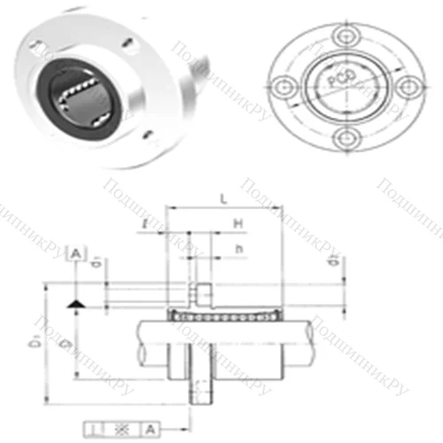 Подшипник шариковый линейный LMEFP 8UU от производителя  Samick