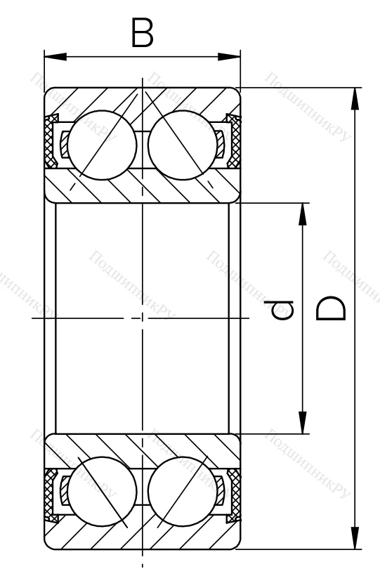 Радиально-упорный шариковый подшипник 3056208 2RS (3208 2RS) в Балашихе