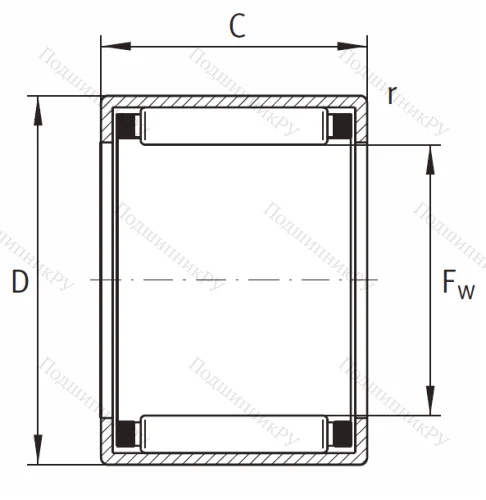 Игольчатый подшипник HK 2816 B от производителя  INA
