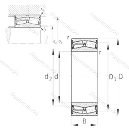 Подшипник роликовый радиальный самоцентрирующийся 24122-E 1-2VSR-H 40 от производителя  FAG