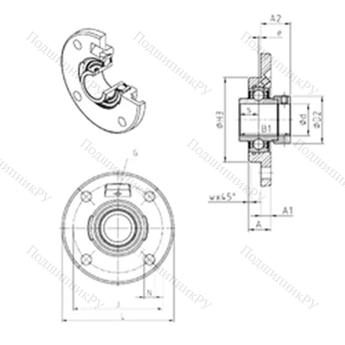 Подшипниковый узел шариковый радиальный EXFCE 209