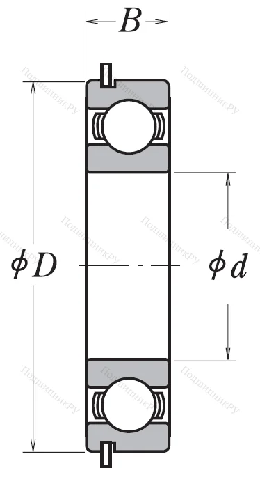 Однорядный шариковый подшипник 6307 DDU NR