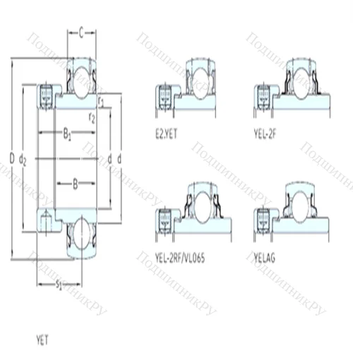 Подшипник шариковый радиальный YET 203-008 от производителя  SKF
