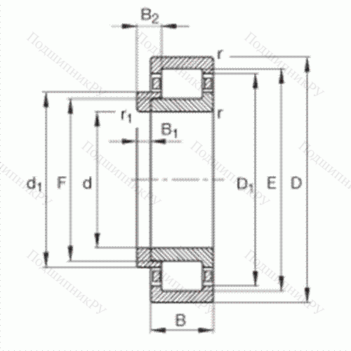 Подшипник роликовый радиальный NJ 2220-E-TVP 2 + HJ 2220-E от производителя  FAG Подшипник роликовый радиальный NJ 2220-E-TVP 2 + HJ 2220-E от производителя  FAG