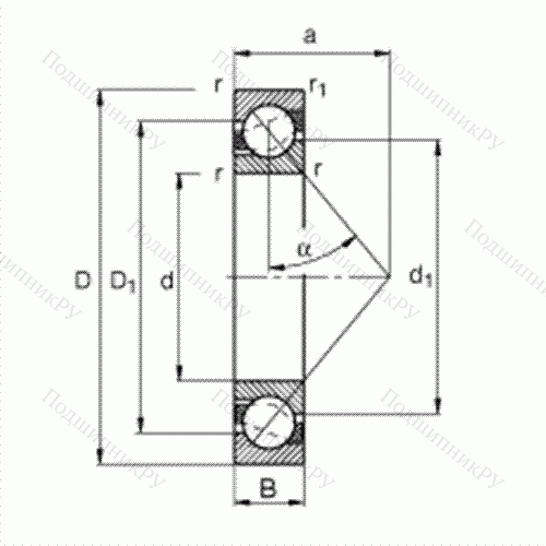 Подшипник шариковый радиально-упорный 7328-B-MP от производителя  FAG Подшипник шариковый радиально-упорный 7328-B-MP от производителя  FAG