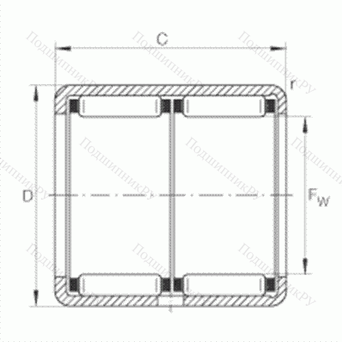 Подшипник роликовый игольчатый с одним наружным штампованным кольцом HK 1622-ZW