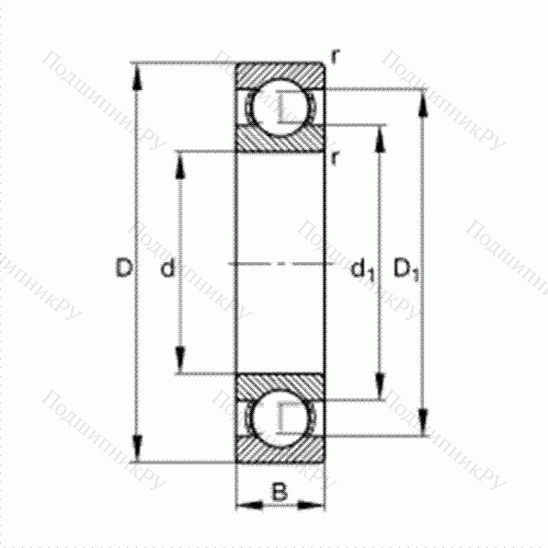 Подшипник шариковый радиальный 6332-M от производителя  FAG Подшипник шариковый радиальный 6332-M от производителя  FAG