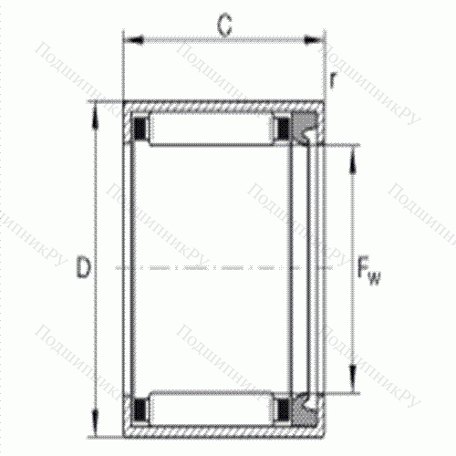 Подшипник роликовый игольчатый с одним наружным штампованным кольцом HK 1518-RS